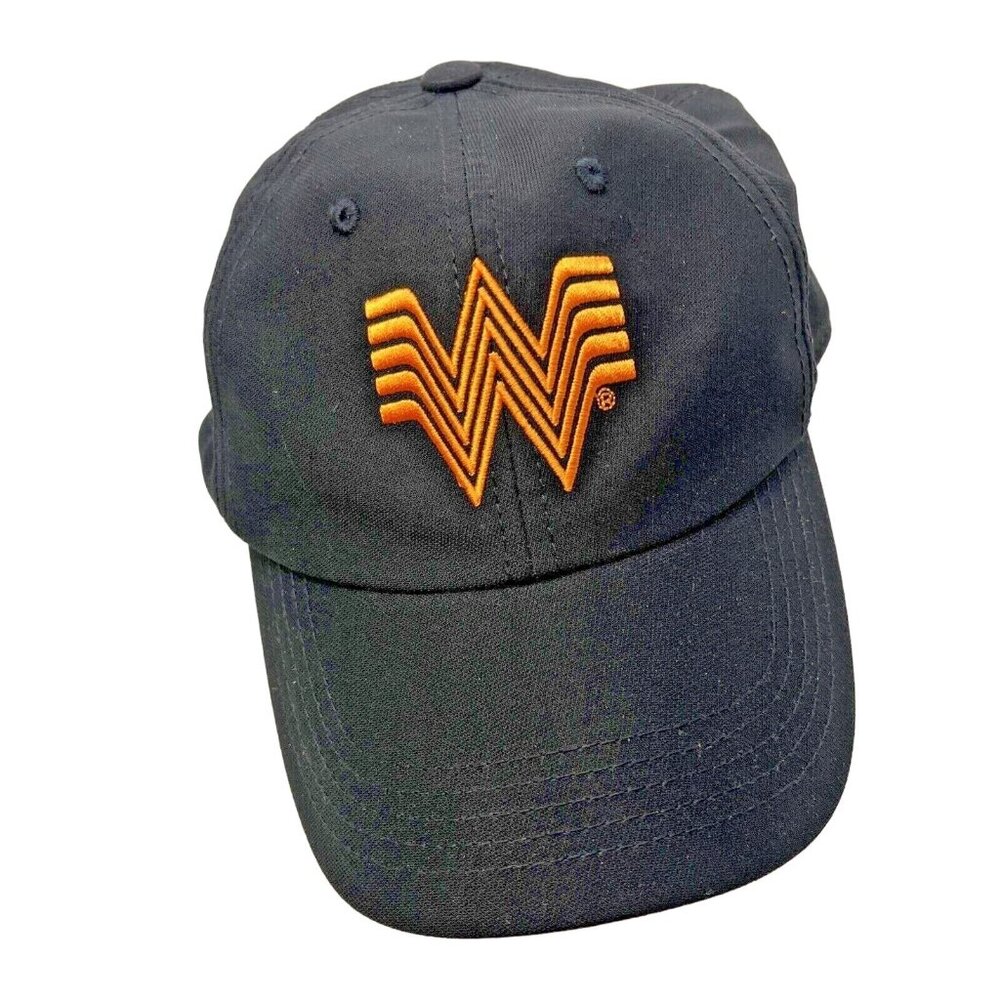 Whataburger Black Orange Employee Uniform Logo Baseball Cap Hat Adjustable